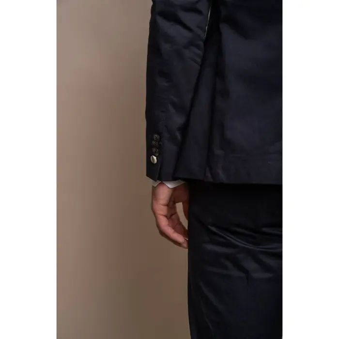 Mens Navy 2 Piece Suit Lightweight Cotton - Image 3