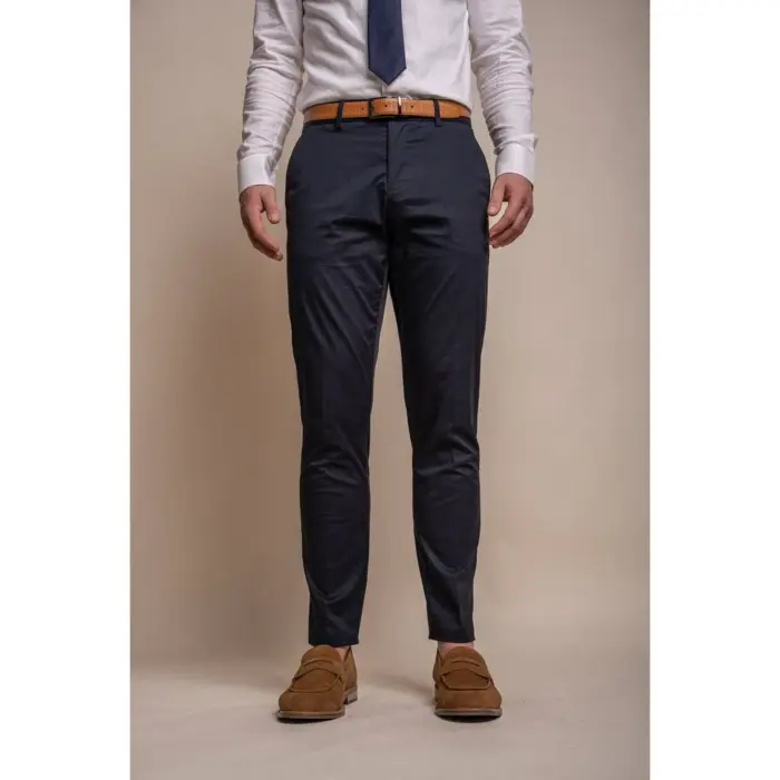 Mens Navy 2 Piece Suit Lightweight Cotton - Image 4