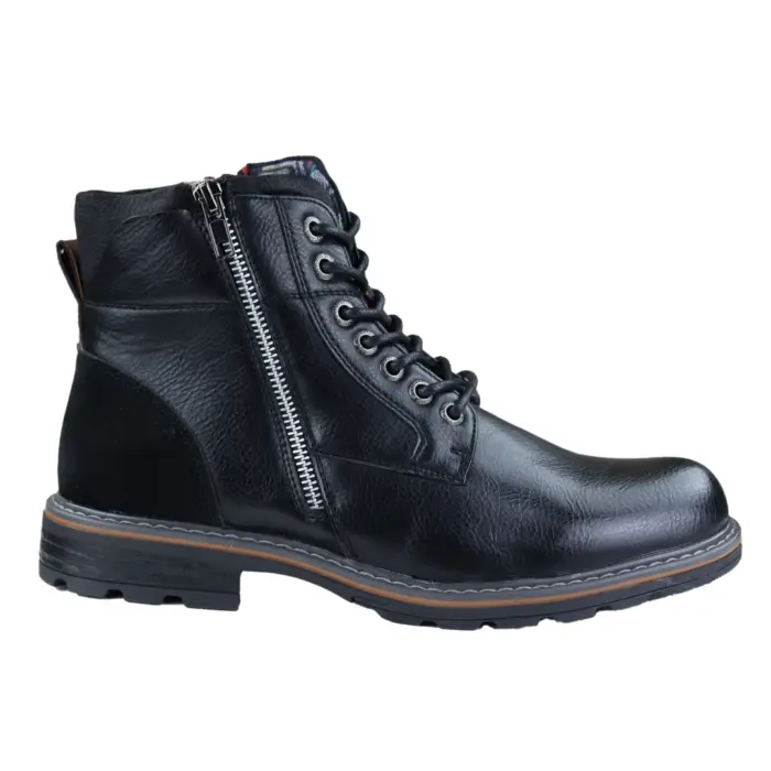Mens Military Boots Laced Black Brown Side Zip Retro Punk Casual - Image 1