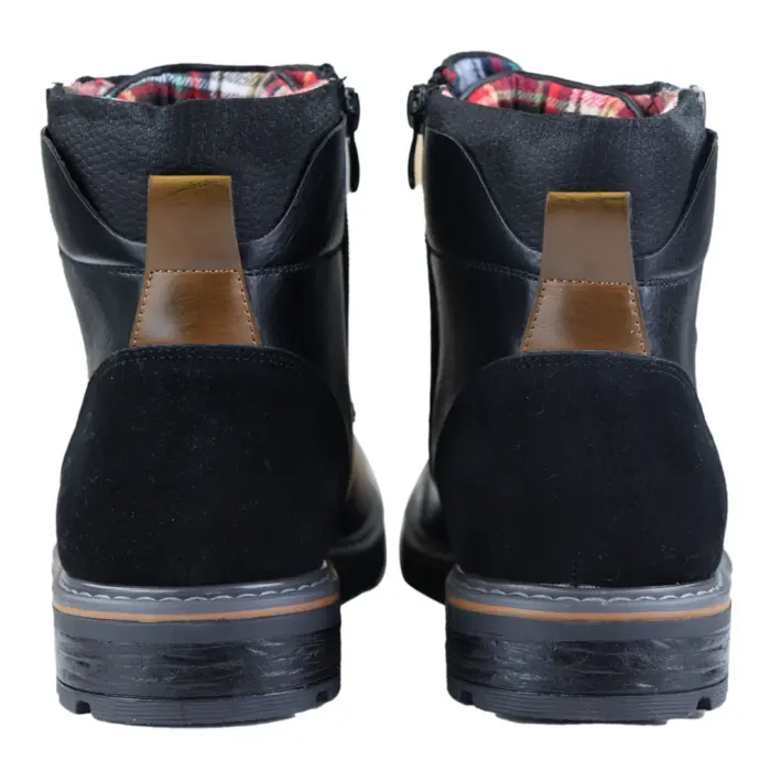 Mens Military Boots Laced Black Brown Side Zip Retro Punk Casual - Image 3