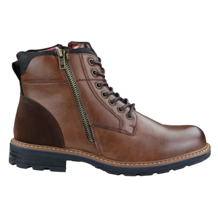 Mens Military Boots Laced Black Brown Side Zip Retro Punk Casual - Image 5