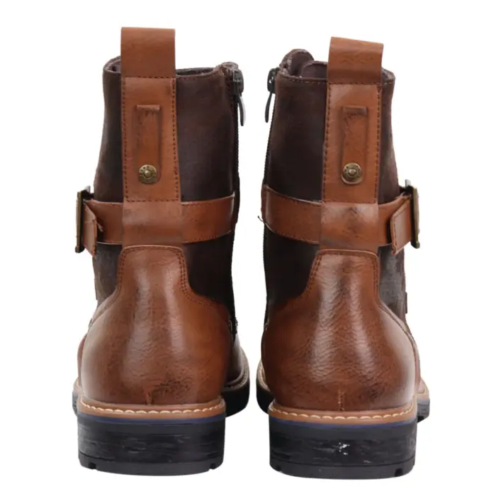 Mens Boots Black Tan Motorcycle Punk Rock Casual Laced Buckle Leather Vintage - Image 8