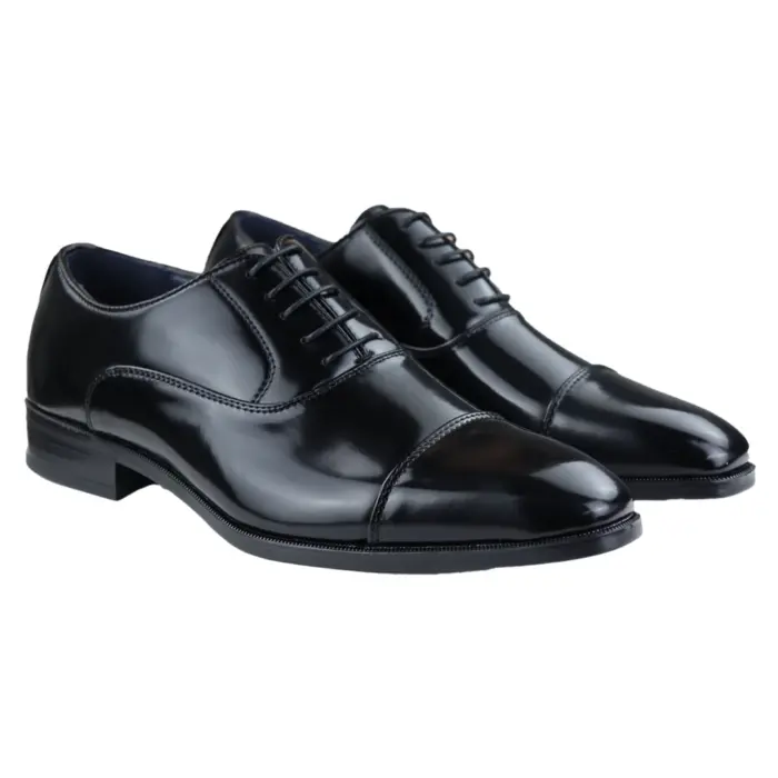 Mens Smart Formal Black Brown Shoes Patent Round Toe VIntage 1920s - Image 3