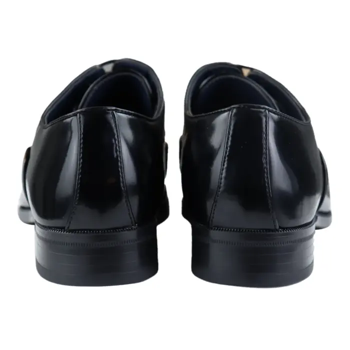 Mens Smart Formal Black Brown Shoes Patent Round Toe VIntage 1920s - Image 4