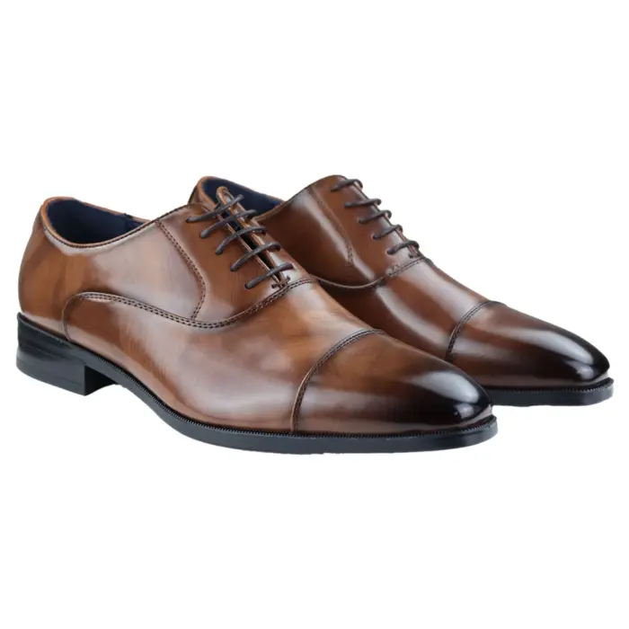 Mens Smart Formal Black Brown Shoes Patent Round Toe VIntage 1920s - Image 8