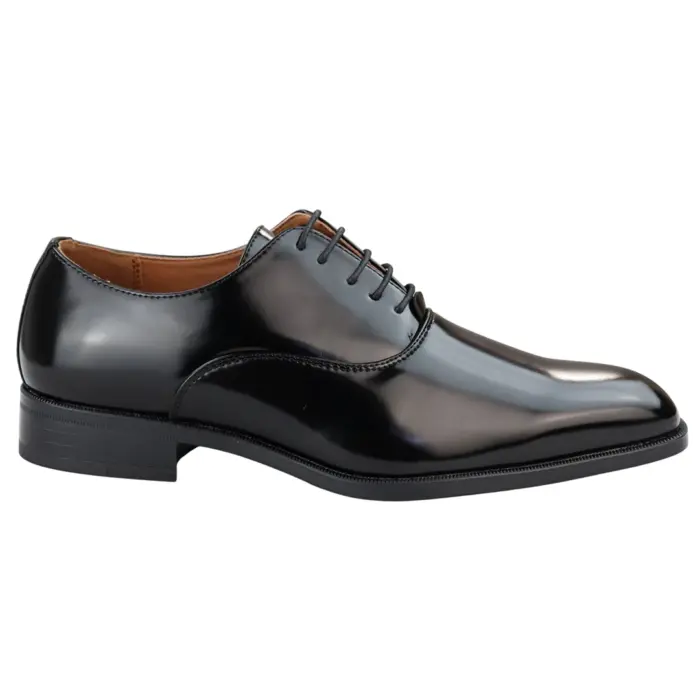 Mens Smart Formal Patent Oxford Shoes Shiny Laced Classic Round Toe Dress - Image 2