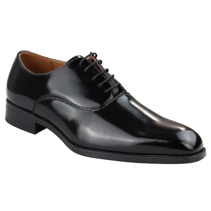 Mens Smart Formal Patent Oxford Shoes Shiny Laced Classic Round Toe Dress - Image 1