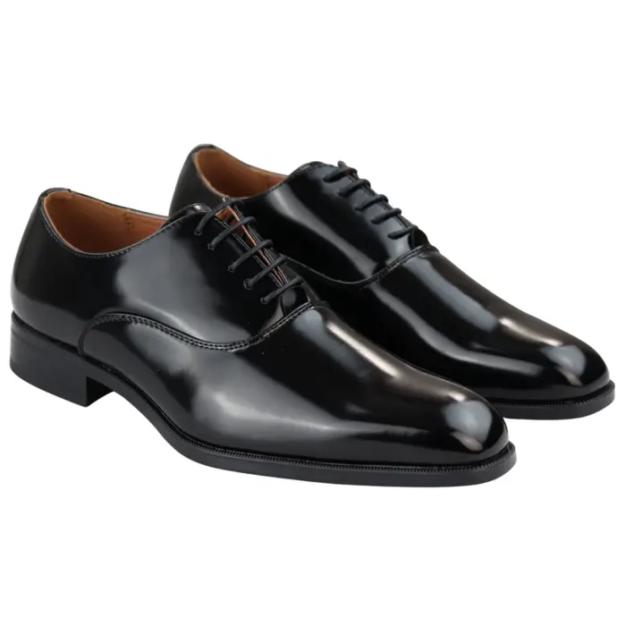 Mens Smart Formal Patent Oxford Shoes Shiny Laced Classic Round Toe Dress - Image 3