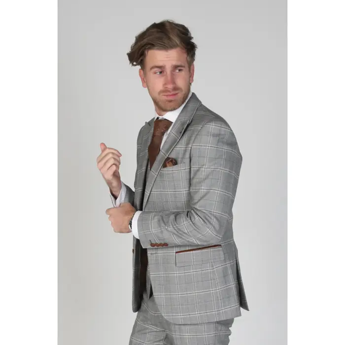 Francis - Men's Grey Check Blazer Office Wedding - Image 2