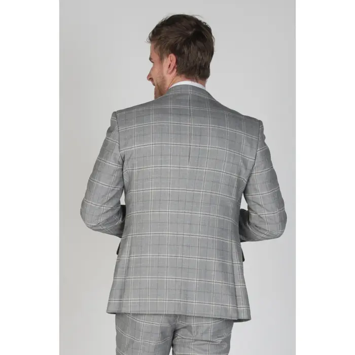 Francis - Men's Grey Check Blazer Office Wedding - Image 3