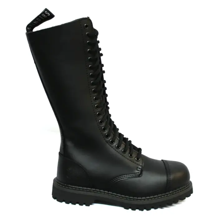 Unisex Real Leather Military Boots Black Ginders King Punk Rock Safety Steel Toe - Image 1