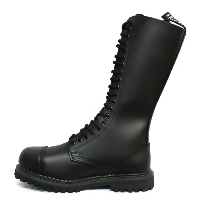Unisex Real Leather Military Boots Black Ginders King Punk Rock Safety Steel Toe - Image 4