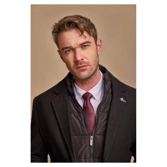 Men's Black Overcoat Wool Blend Classic Trench Coat Winter Jacket - Image 4