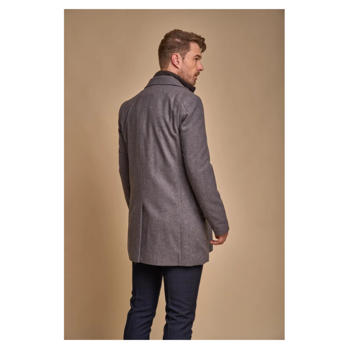 Men's Grey Overcoat Wool Blend Classic Trench Coat Winter Jacket - Image 4