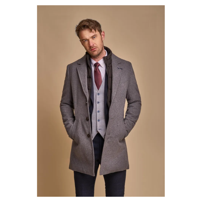 Men's Grey Overcoat Wool Blend Classic Trench Coat Winter Jacket - Image 1