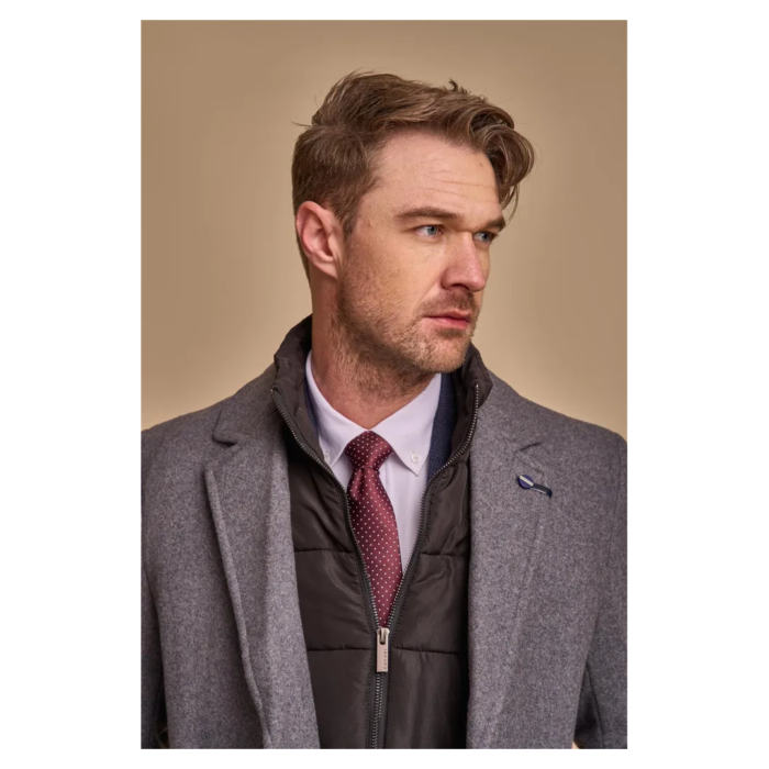 Men's Grey Overcoat Wool Blend Classic Trench Coat Winter Jacket - Image 2