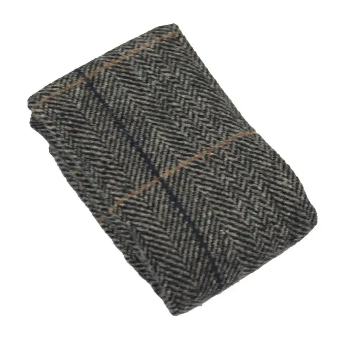 Mens Womens Boys Herringbone Tweed Bow Tie Check Tan Brown Grey Wool - Image 5