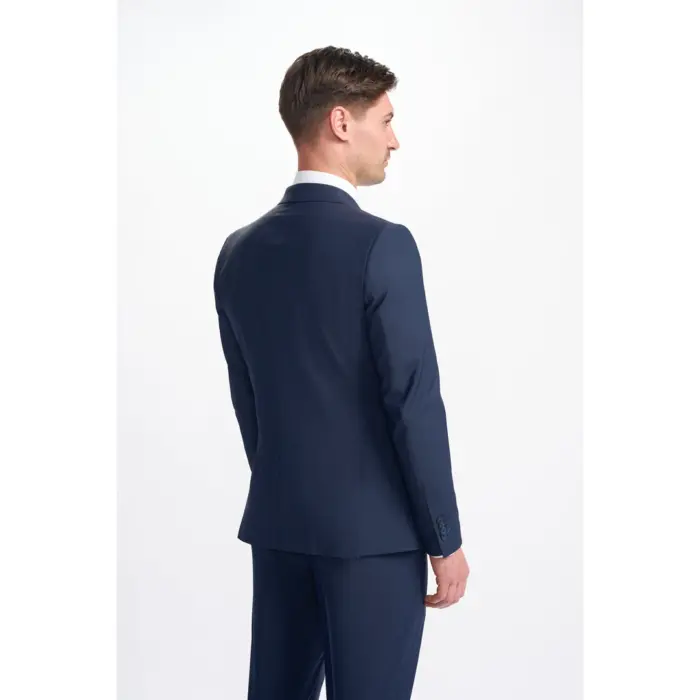 Men's Blazer Navy Blue Double Breasted Tailored Fit Formal Suit Jacket - Image 2