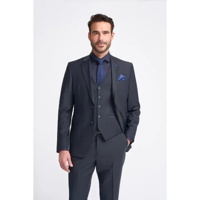 Men's Blazer Dark Navy Tailored Fit Formal Suit Jacket - Image 1