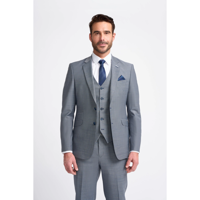 Men's Blazer Grey Tailored Fit Formal Suit Jacket - Image 1