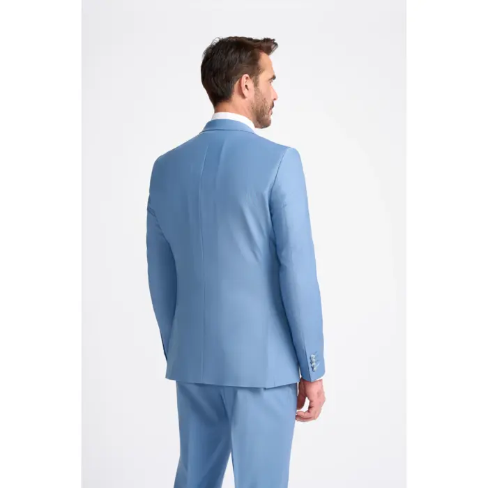 Men's Blazer Sky Blue Tailored Fit Formal Suit Jacket - Image 2