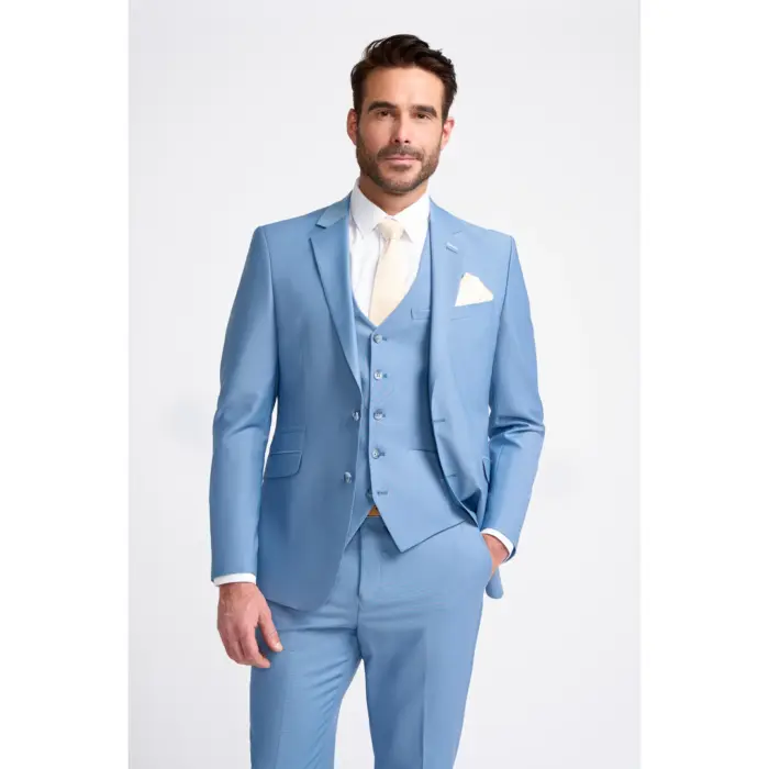 Men's Blazer Sky Blue Tailored Fit Formal Suit Jacket - Image 1