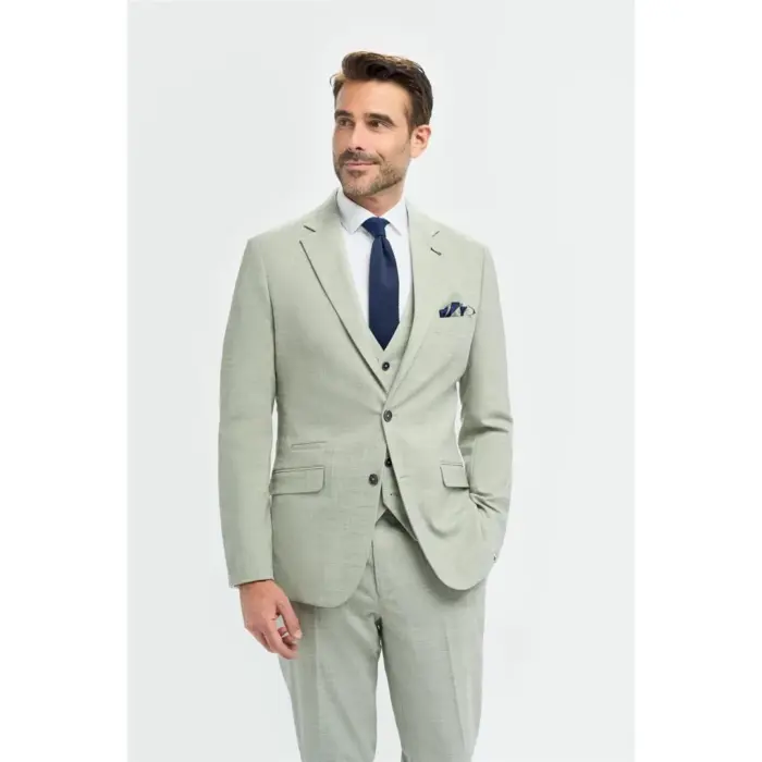 Men's Blazer Sage Green Tailored Fit Formal Suit Jacket - Image 1