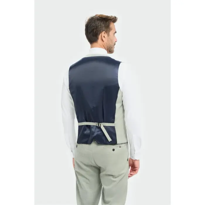 Men's Waistcoat Sage Green Tailored Fit Vest - Image 2