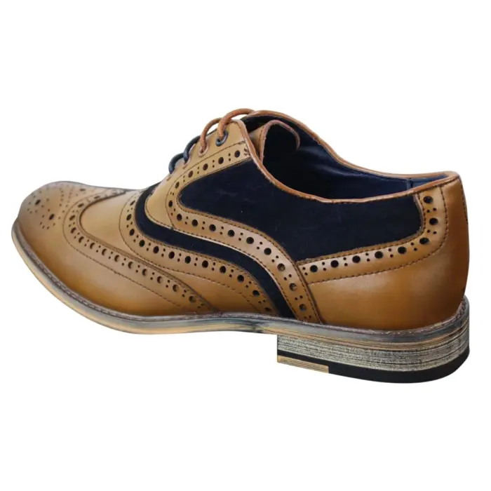 Mens Real Leather & Suede Laced Gatsby Brouges Smart Casual Designer Retro Shoes - Image 14