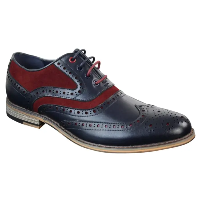 Mens Real Leather & Suede Laced Gatsby Brouges Smart Casual Designer Retro Shoes - Image 15