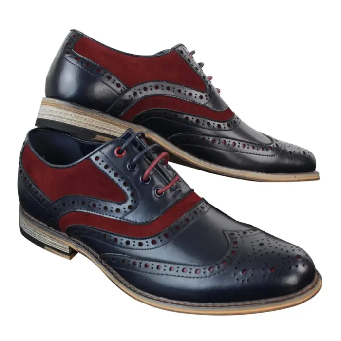 Mens Real Leather & Suede Laced Gatsby Brouges Smart Casual Designer Retro Shoes - Image 16