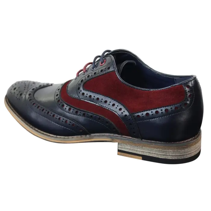 Mens Real Leather & Suede Laced Gatsby Brouges Smart Casual Designer Retro Shoes - Image 18