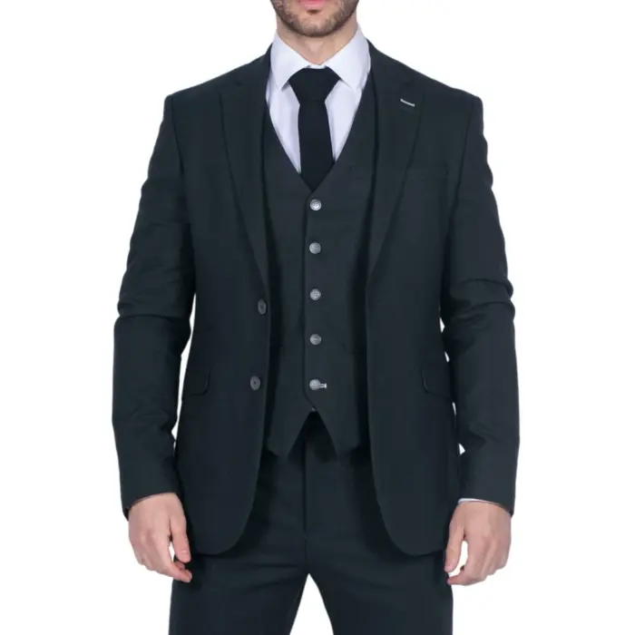 Mens Tweed Olive Green 3 Piece Suit Tailored Fit Classic Vintage 1920s Wedding - Image 1