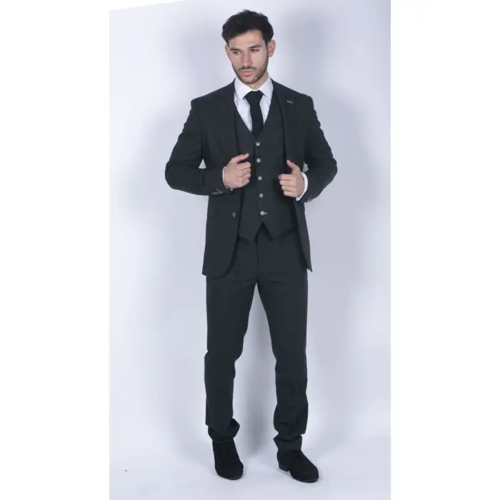 Mens Tweed Olive Green 3 Piece Suit Tailored Fit Classic Vintage 1920s Wedding - Image 4