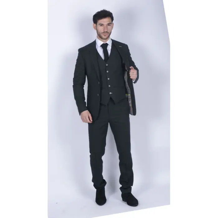 Mens Tweed Olive Green 3 Piece Suit Tailored Fit Classic Vintage 1920s Wedding - Image 5