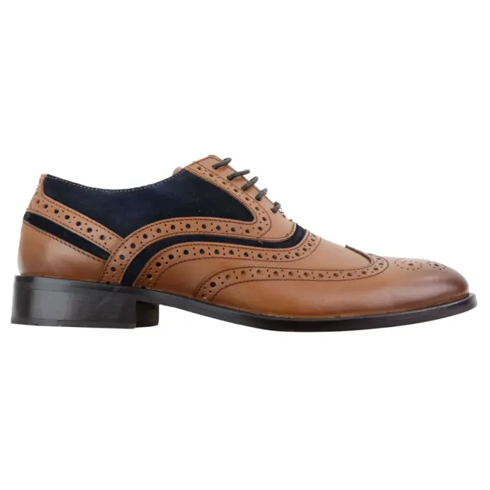 Mens Full Leather Suede Laced Oxford Brogues Smart Casual Formal Gatsby - Image 1