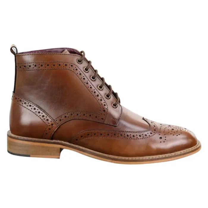 Mens Smart Casual Brouge Ankle Boots Shoes Laced Leather Peaky Blinders 1920s - Image 9