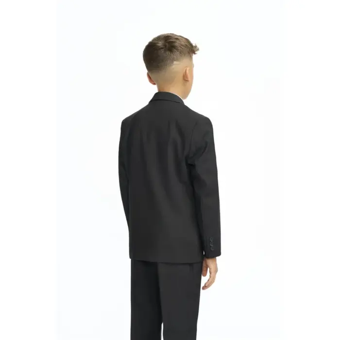 Boys Suit Black 3 Piece Tailored Fit Classic Formal Outfit - Image 7