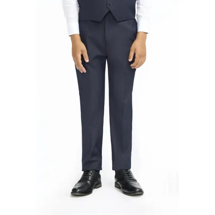 Boys Suit Navy 3 Piece Tailored Fit Classic Formal Outfit - Image 5