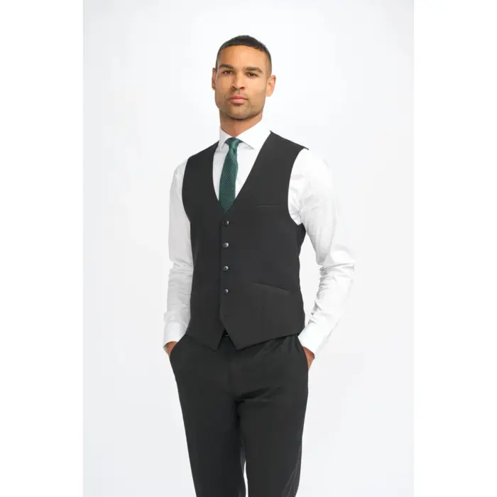 Men's Waistcoat Black Tailored Fit Formal Vests - Image 1