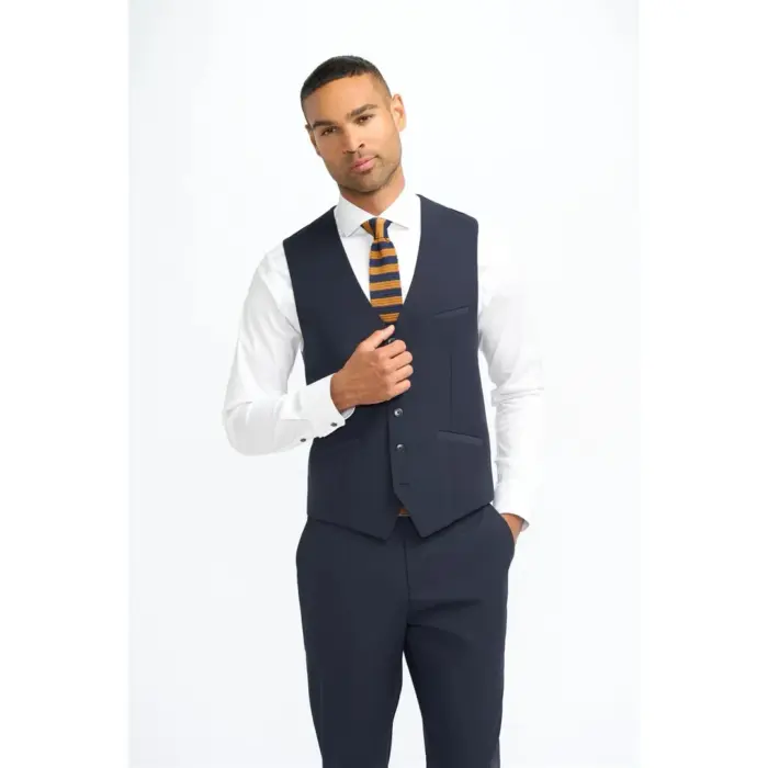 Men's Waistcoat Navy Tailored Fit Formal Vests - Image 1