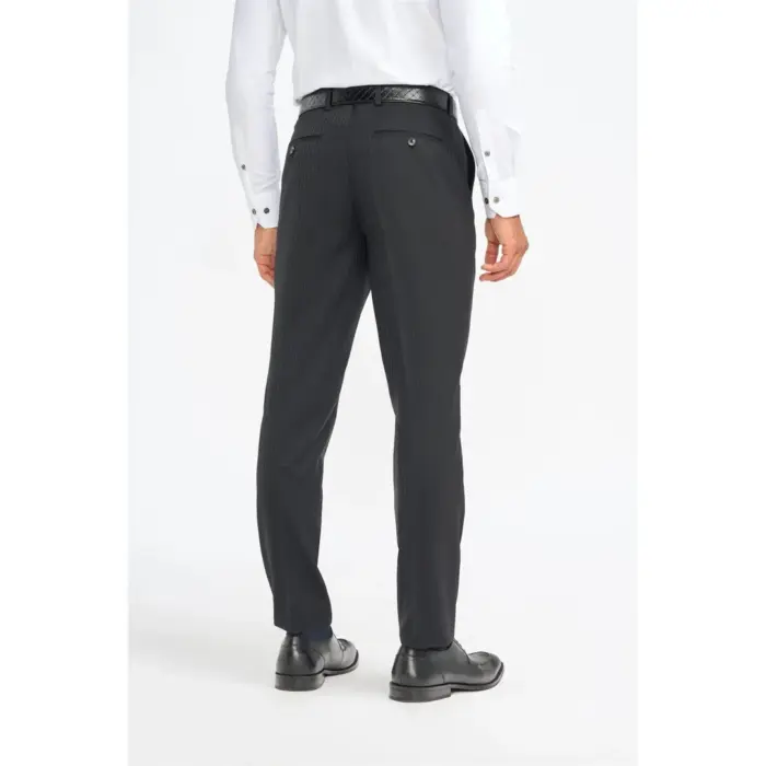 Men's Trousers Black Classic Shadow Stripes Formal Suit Pants - Image 2