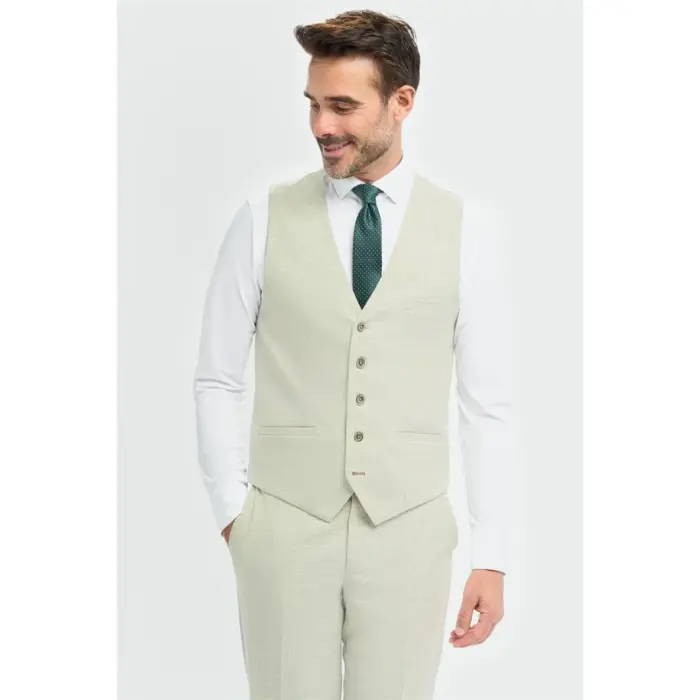 Men's Suit 3 Piece Sage Green Tailored Fit Wedding Prom Classic - Image 5