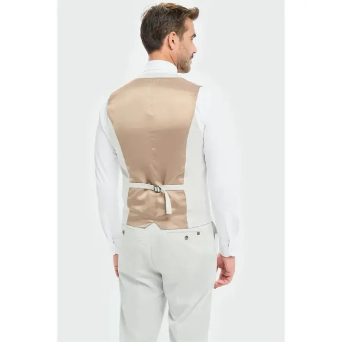 Men's Waistcoat Grey Tailored Fit Summer Vest - Image 2