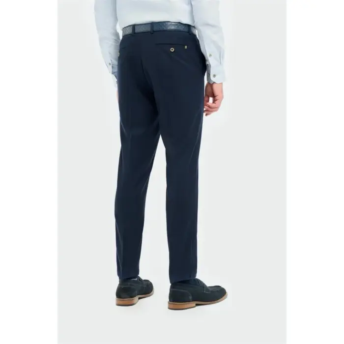 Men's Trousers Navy Tapered Summer Pants - Image 2