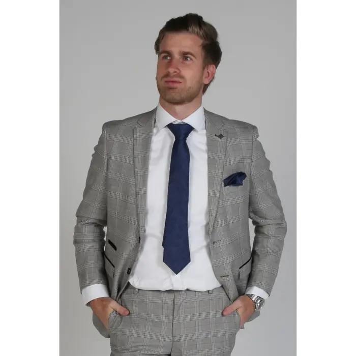 Hugo - Men's Check Grey Blazer Bussiness Office Wear - Image 1