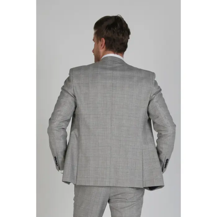 Hugo - Men's Check Grey Blazer Bussiness Office Wear - Image 3