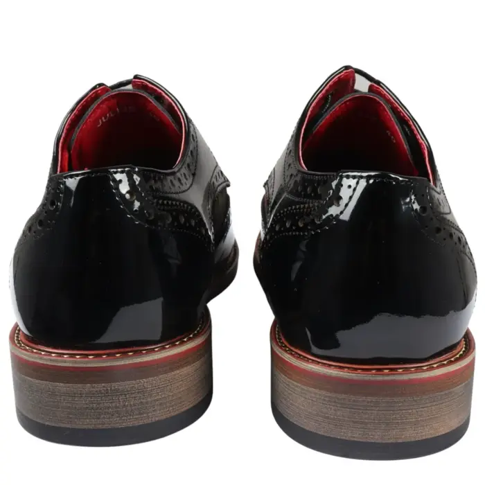 Men's Shoes Butterfly Print Patent Leather Lace Up Brogue Formal Dress Shoe - Image 6