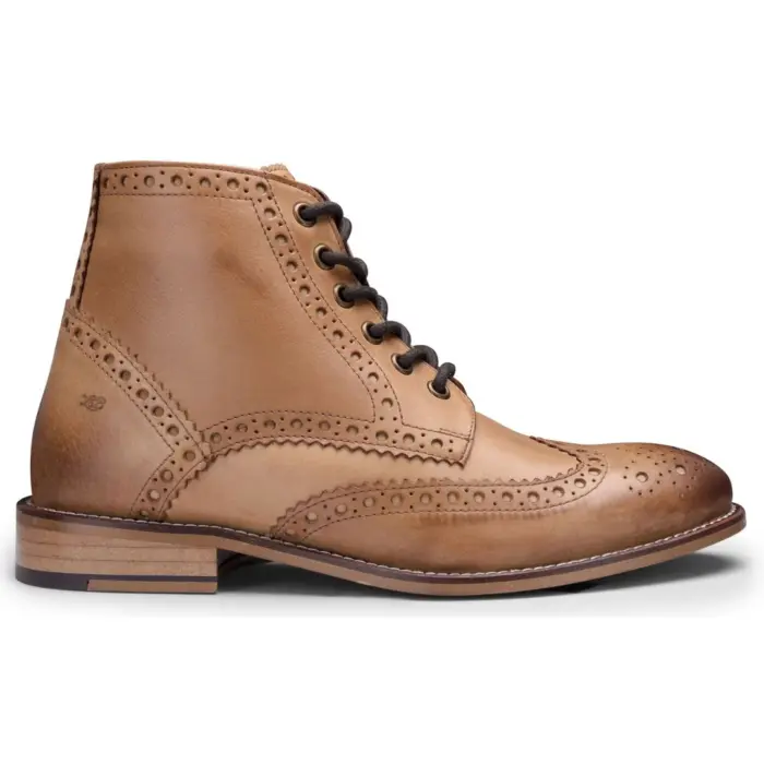 Mens Real Leather Vintage Boots Brogues Suede Tweed Laced Smart Formal - Image 1