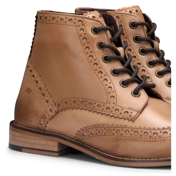 Mens Real Leather Vintage Boots Brogues Suede Tweed Laced Smart Formal - Image 7